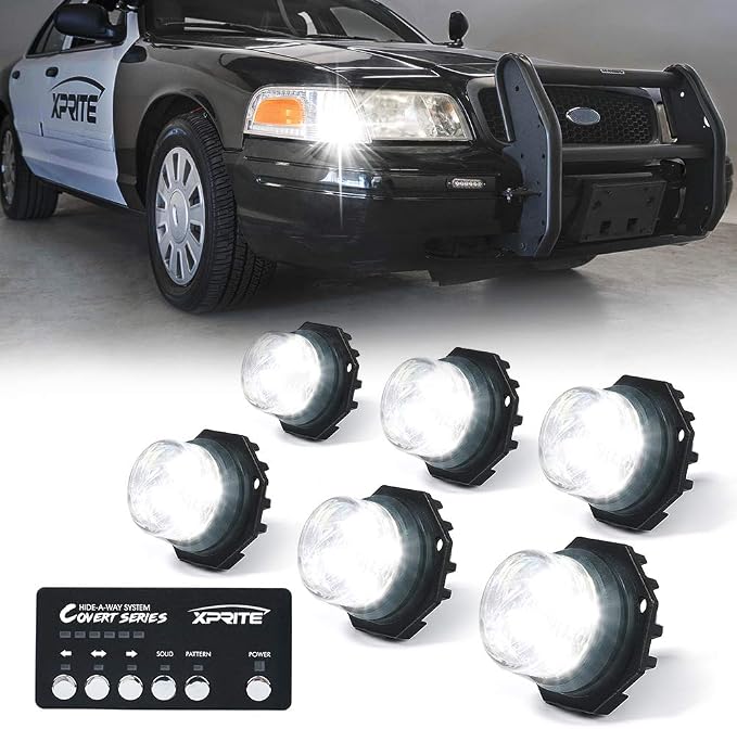 Xprite White LED Hideaway Emergency Strobe Lights Kit, 20 Flashing Modes by XPRITE