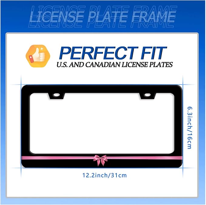 Pink License Plate Frame Cute License Plate Stainless Steel Black Funny License - Image 7