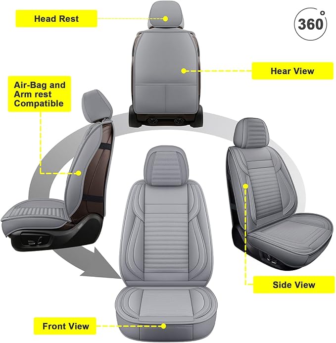 LINGVIDO Car Seat Covers, Breathable and Waterproof Faux Leather Automotive - Image 5