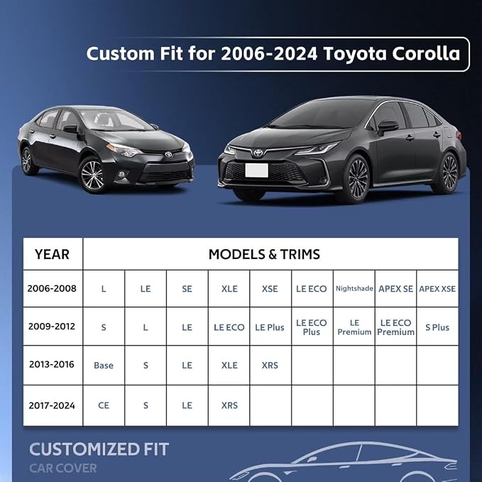 10 Layers Car Cover Custom Fit for Toyota Corolla Sedan Waterproof All Weather - Image 3