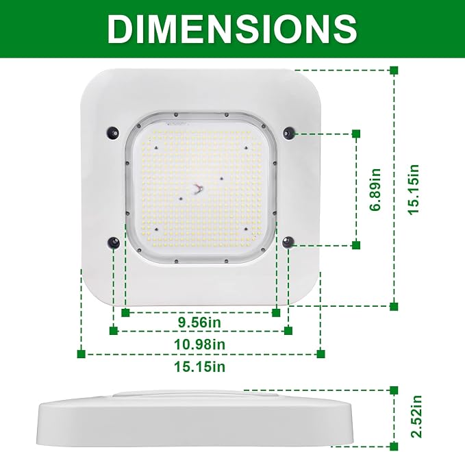 OSTEK 2 Pack LED Gas Station Canopy Light, 150W Carport Ceiling Light 5700K - Image 4