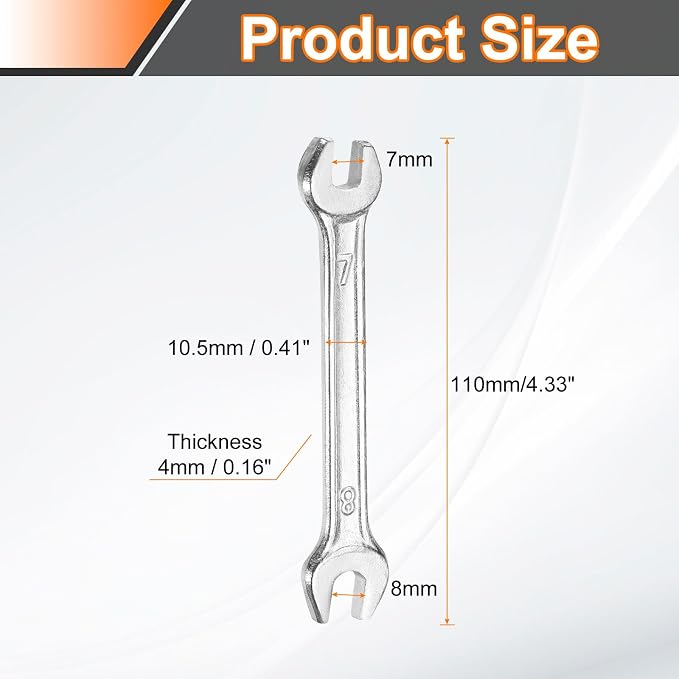 HARFINGTON Double Open End Wrench 7mm x 8mm Metric 15 Degree Offset Angle Small - Image 2