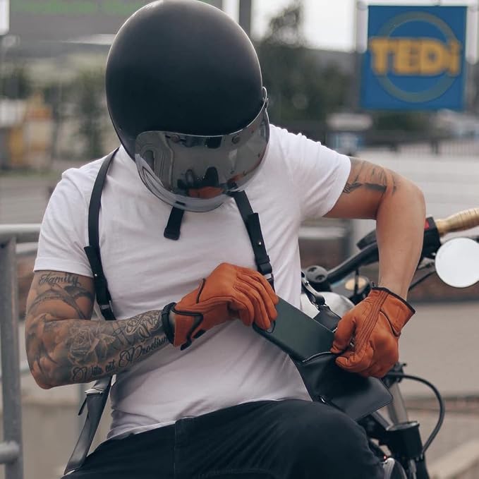 Harssidanzar Leather Motorcycle Gloves - Image 4