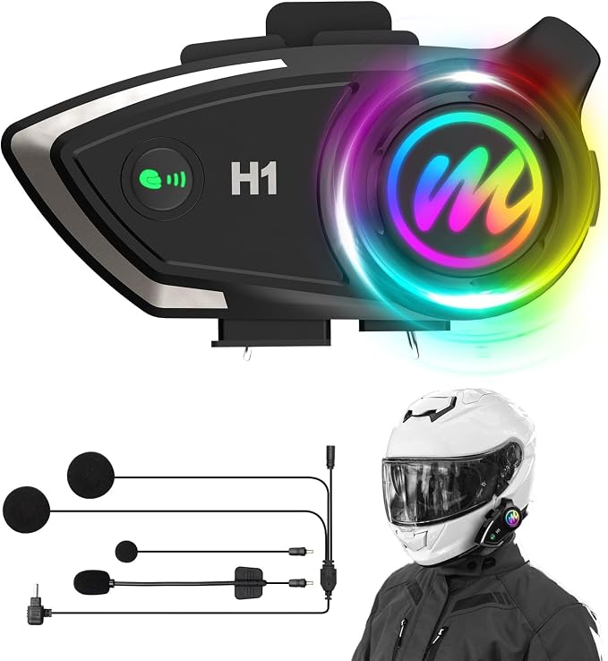 Moman Motorcycle Intercom Headset, H1 1 Pack Dirt Bike Communication System AI by Moman