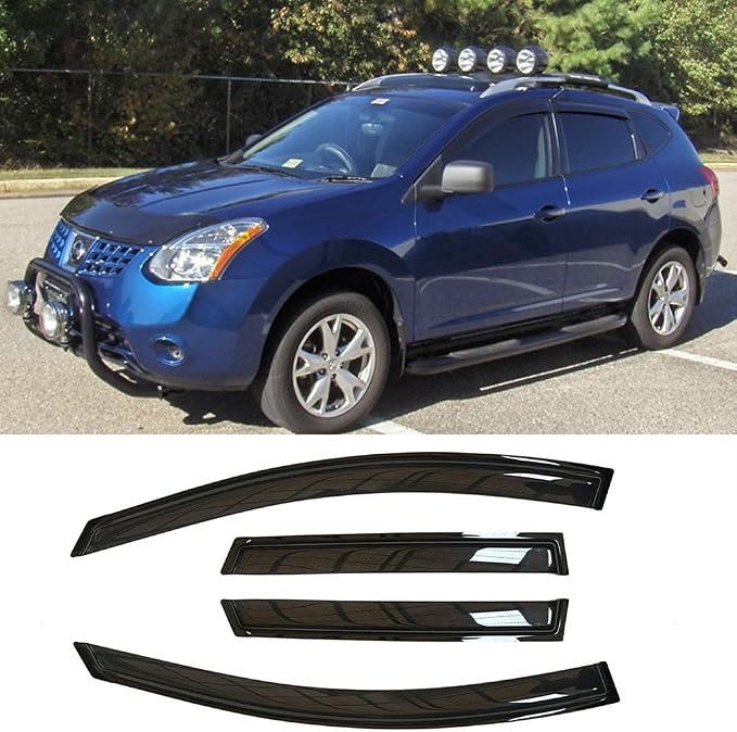 94076 Side Window Wind Deflector, Dark Smoke Window Visors fit by Deebior