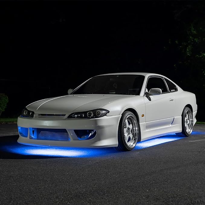 LEDGlow 4pc Blue LED Flexible Car Slimline Underbody Underglow Accent Neon - Image 3