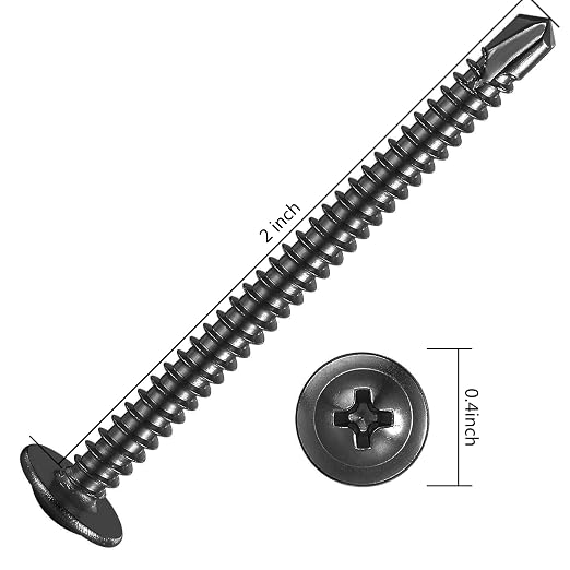 #8×2” for Sheet Metal Self-Tapping Screws 410 Black Stainless Steel Truss Head - Image 2