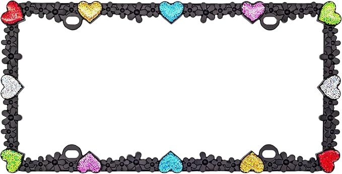 Creathome 3D Shining Daisy Heart License Plate Frame from Pure Zinc Alloy Metal - Image 3