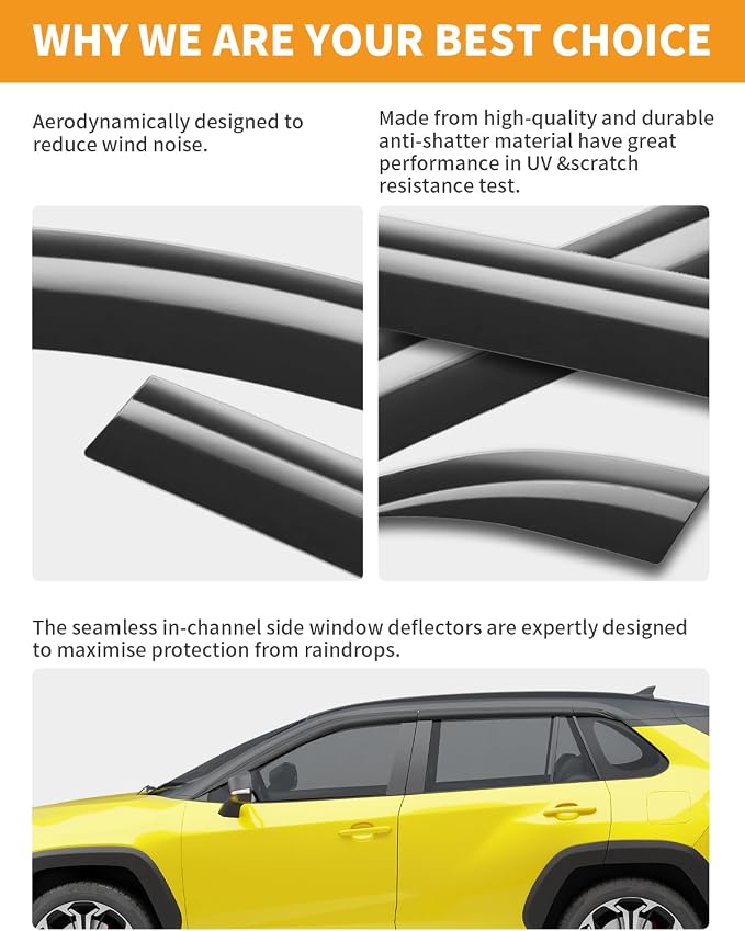 Tape-On Window Rain Guards Fit for Toyota RAV4 2019-2025 Extra Durable Window - Image 5
