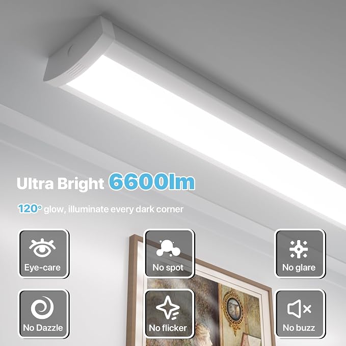 HYPERLITE 4FT LED Wraparound Light 6600LM, 60W/50W/40W, 4000K LED Shop Lights - Image 3
