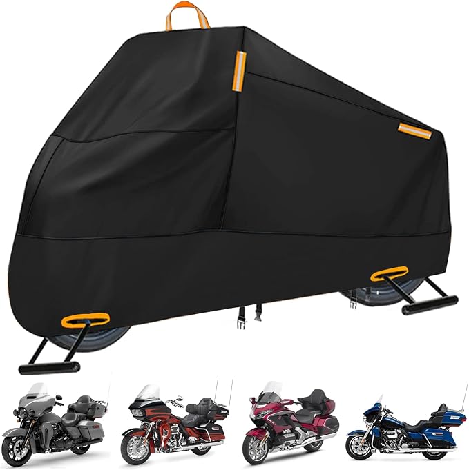 Motorcycle Cover Waterproof Outdoor, 300D Heavy Duty Motorcycle Cover by INEZARI