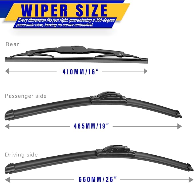 3 wipers Replacement for 2005-2010 Toyota Sienna, Windshield Wiper Blades - Image 2