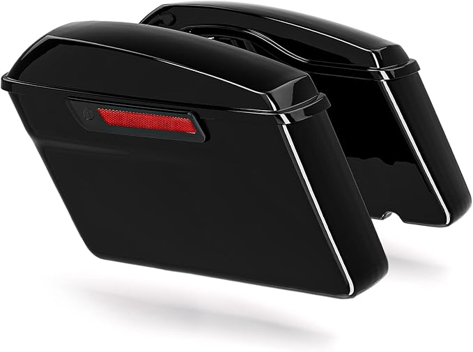 XFMT Motorcycle Hard Saddlebags Vivid Black Saddle Bags Trunk W/Black Latches - Image 8