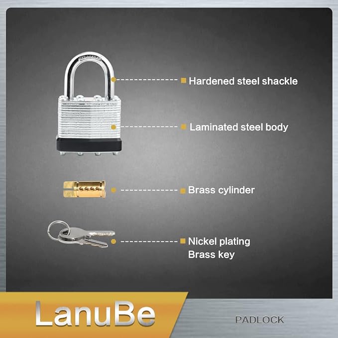 LanuBe Lock Laminated keyed Padlock, keyed Alike Locks, Normal Shackle - Image 5