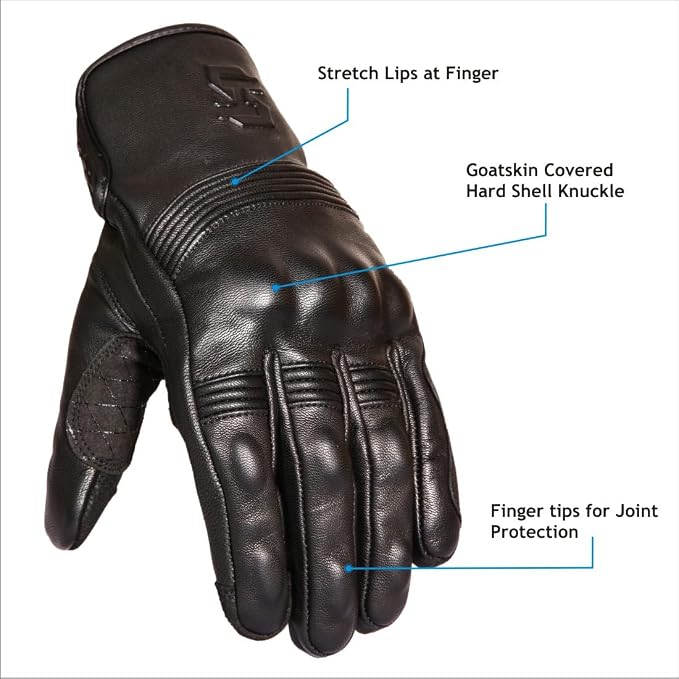 Leather Motorcycle Gloves for Men and Women | Touchscreen | Full Finger | - Image 3