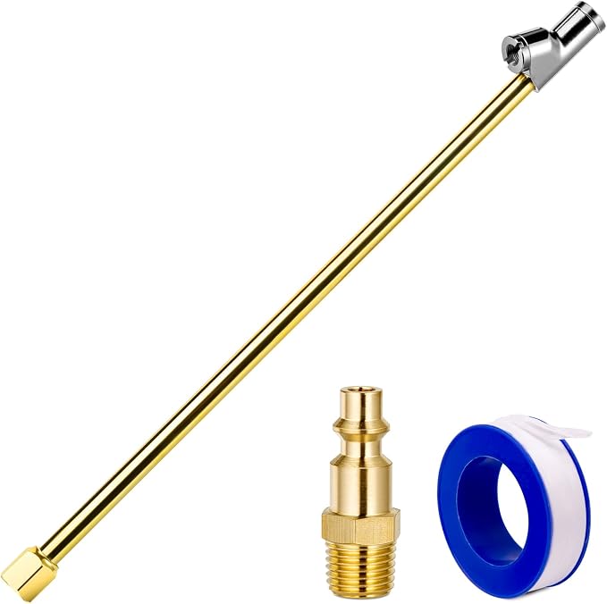 2-Way Connection 13.8" Extended Air Chuck Set, 1/4 in FNPT Straight Foot Dual by LUMITECO