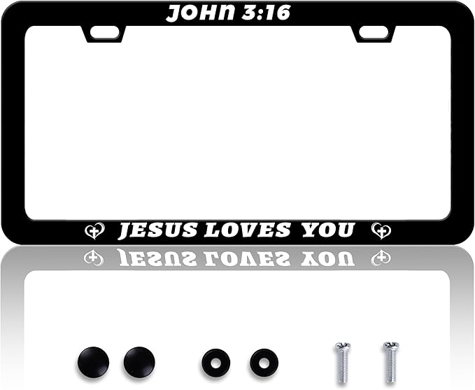 John 3:16 Jesus Loves You License Plate Frame Christian License Plate Frames by HOWKWAWY
