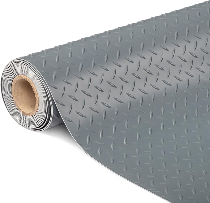 TUFFIOM 7.5x22 FT Garage Floor Mat, Thickened Diamond Plate PVC Garage Mats by TUFFIOM