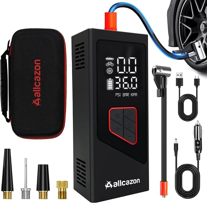 Tire inflator Portable Air Compressor, 150PSI Portable inflator by ALLCAZON