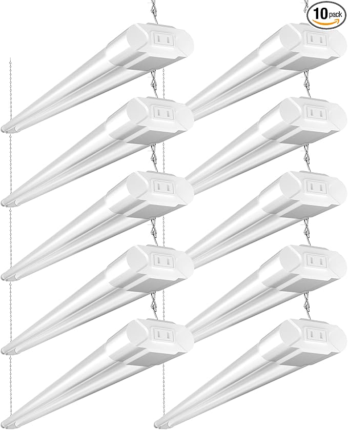 BBOUNDER 10 Pack Linkable LED Utility Shop Light, 4400 LM, Super Bright 6500K by BBOUNDER