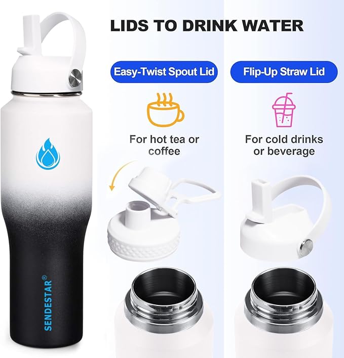 SENDESTAR 32oz Water Bottle Wide Mouth Stainless Steel Vacuum Insulated Double - Image 2