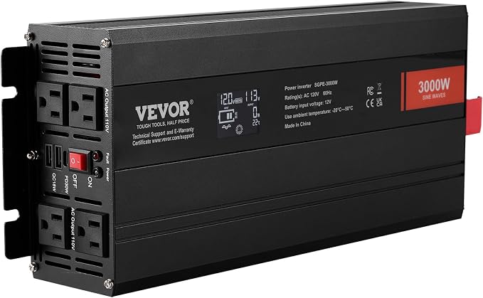 VEVOR Pure Sine Wave Inverter, 3000 Watt, DC 12V to AC 120V Power Inverter - Image 11