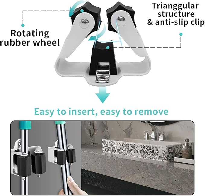 3-H Broom Hanger, Mop Holder Wall Mount 20 Pack, Broom Holder Wall Mount - Image 8