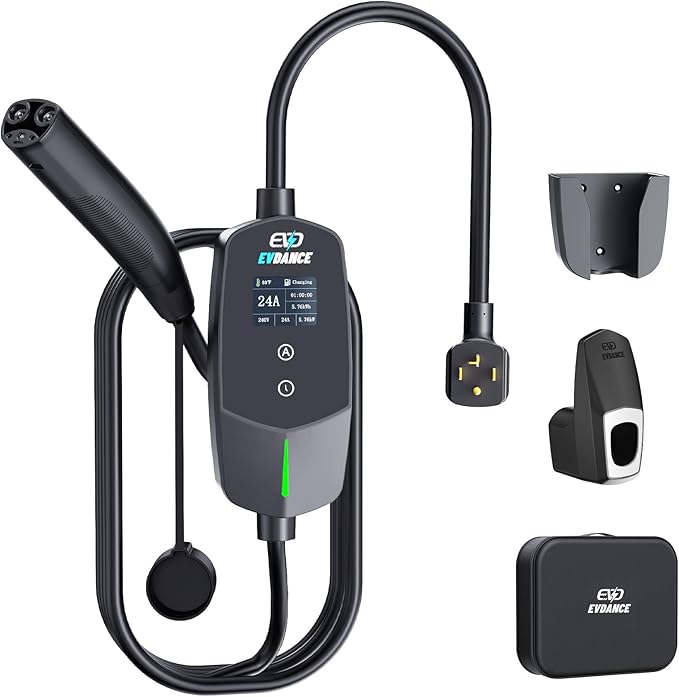 Level 2 EV Charger for Tesla Models, 24Amp 240V NEMA 14-30 Plug, 25FT Cable by EVDANCE