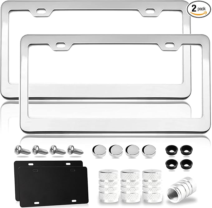Mirror Polished Heavy Duty Stainless Steel License Plate Frame by Flamax