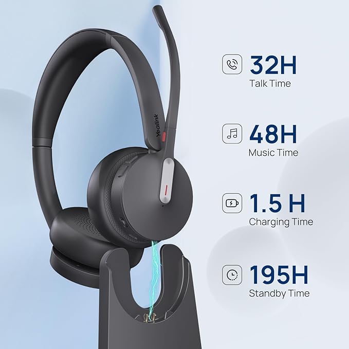 Yealink WH64 Hybrid DECT& Bluetooth Wireless Headset, 492ft Range Dual Teams UC - Image 3