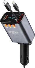 Retractable Car Charger, 5 in 1 Fast Cars Phone Charger 60w, Handsfree Call by MQOUNY
