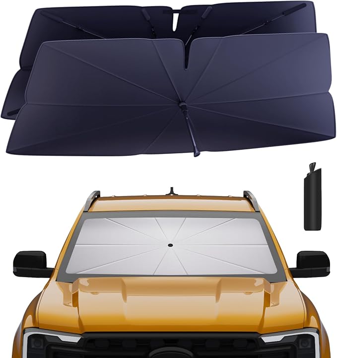 Windshield Sun Shade Umbrella: for Ford-Ranger-2019-2024 2025-4-Layers Front by HIMUMOY
