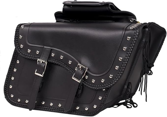 GARGOYLE BELLS Motorcycle Saddle Bags Synthetic Leather Motorcycle Luggage Bag by GARGOYLEBELLS