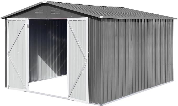 12 x 10 FT Metal Garden Shed, Outdoor Storage Shed - Image 6