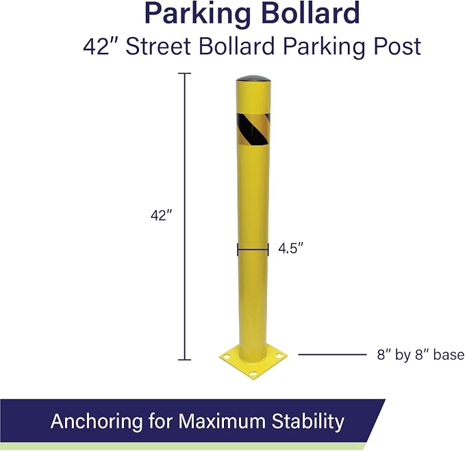 BISupply Safety Bollard Post Parking Barrier 2 Pack - 42in Yellow Pipe Bolt - Image 3