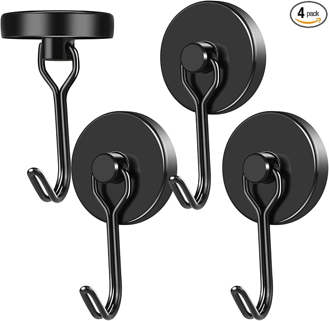 MIKEDE Black Strong Magnetic Hooks, 70LB+ Swivel Swing Magnetic Hooks Heavy Duty by MIKEDE