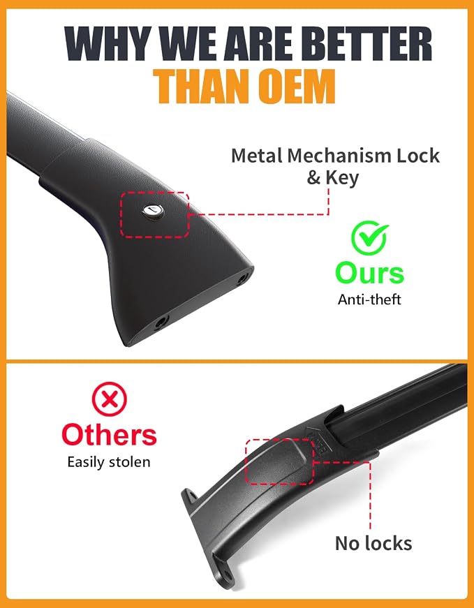 KINGGERI Lockable 220lbs Roof Rack Cross Bars Compatible - Image 4