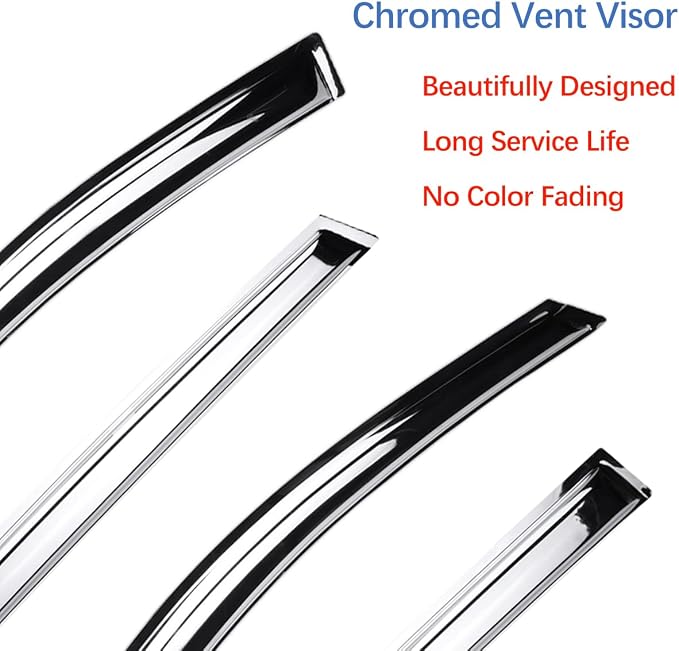 Chrome Side Window Visors Wind Vent Deflector - Image 4