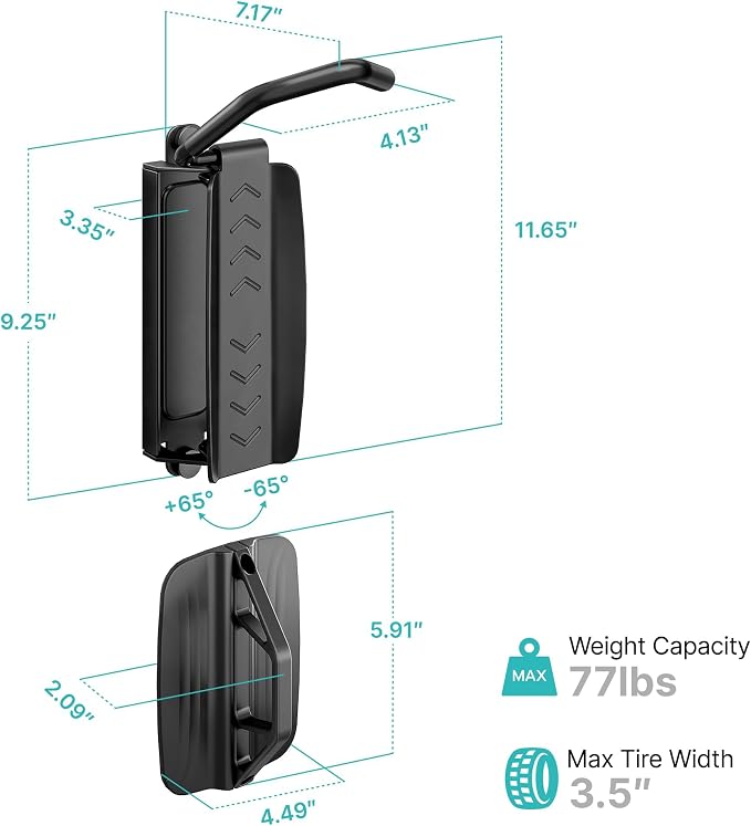 Bike Rack Garage, Bike Wall Mount Heavy Duty, Holds 77 Lbs, Swivel Bike Hangers - Image 9
