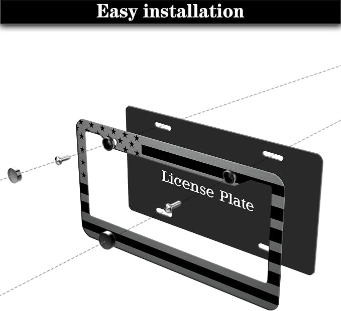License Plate Frames Metal License Plate Frame American Flag Stainless Steel - Image 7