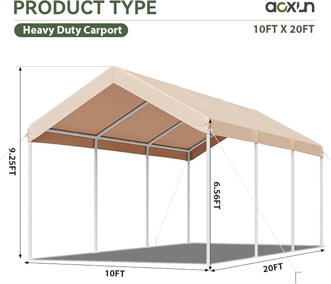 Aoxun 10x20 ft Heavy Duty Carport - Image 9