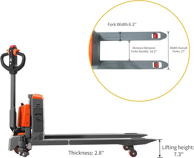 Tory Carrier Full Electric Power Pallet Jack Truck 3300lb Cap. 48" x 27" Fork - Image 7