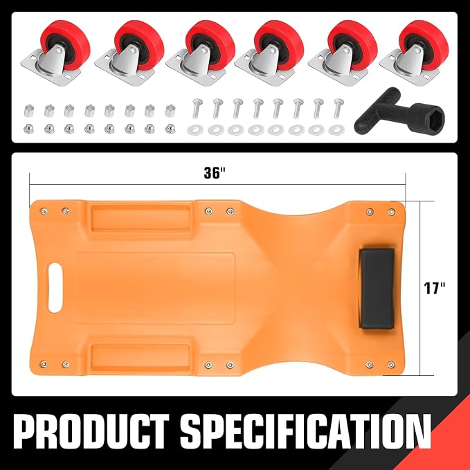 DNA MOTORING 36" L X 17" W x 4.25" H Vehicle Repair Low Profile Automotive - Image 2