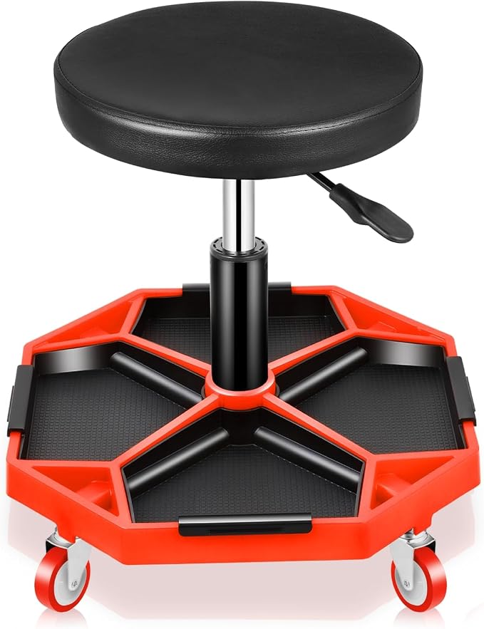 Auto Dynasty Mechanic Stool, Adjustable Rolling Pneumatic Creeper Garage Shop by AutoDynasty