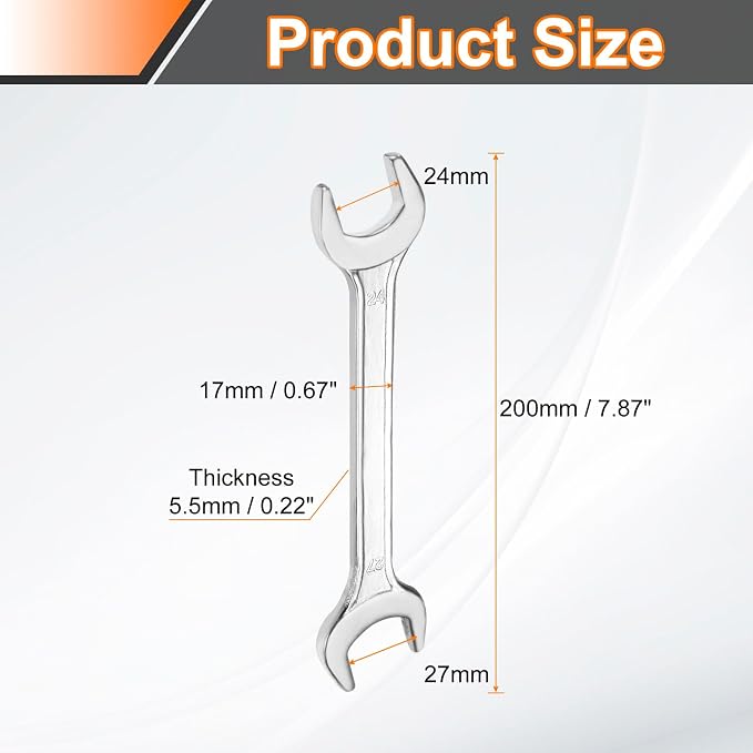 HARFINGTON 5pcs Double Open End Wrench 24mm x 27mm Metric 15 Degree Offset - Image 2