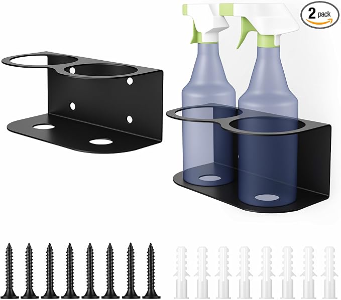 2 Pack Spray Bottle Holder Wall Mount, Metal Aerosol Spray Can Holder Rack by SHANDERBAR+