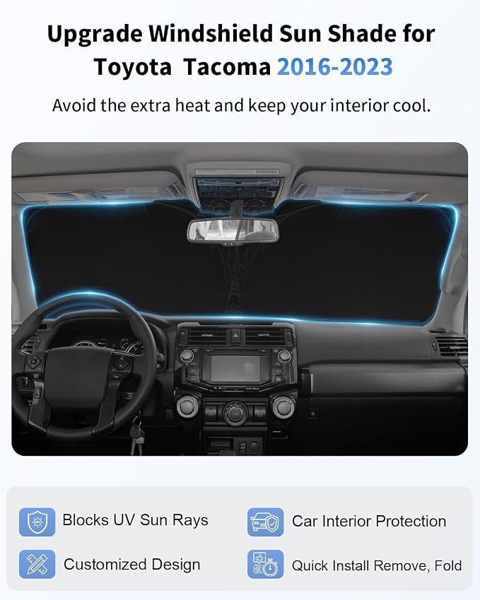 for Toyota Tacoma Windshield Sun Shade 2016-2021 2022 2023 2024 2025 2026 - Image 4