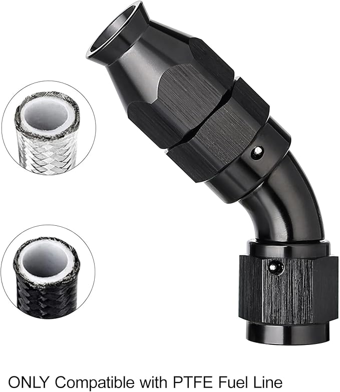 EVIL ENERGY 4AN 45 Degree PTFE One Piece Full Flow End Hose Fitting Aluminum - Image 5