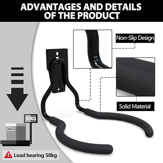 3-H Weed Eater Hanger 2 Pack, 2 Garden Hose Holder, 2 Screw in Hooks, Utility - Image 5