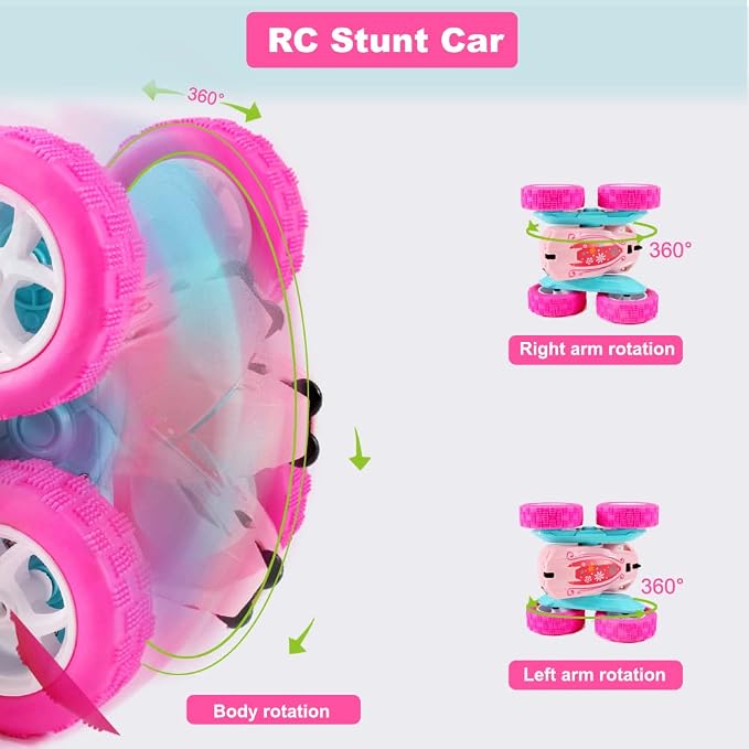 FREE TO FLY Rc Stunt Cars: Double Sided 360°Flip Rotating 4WD Race Car Toy - Image 8